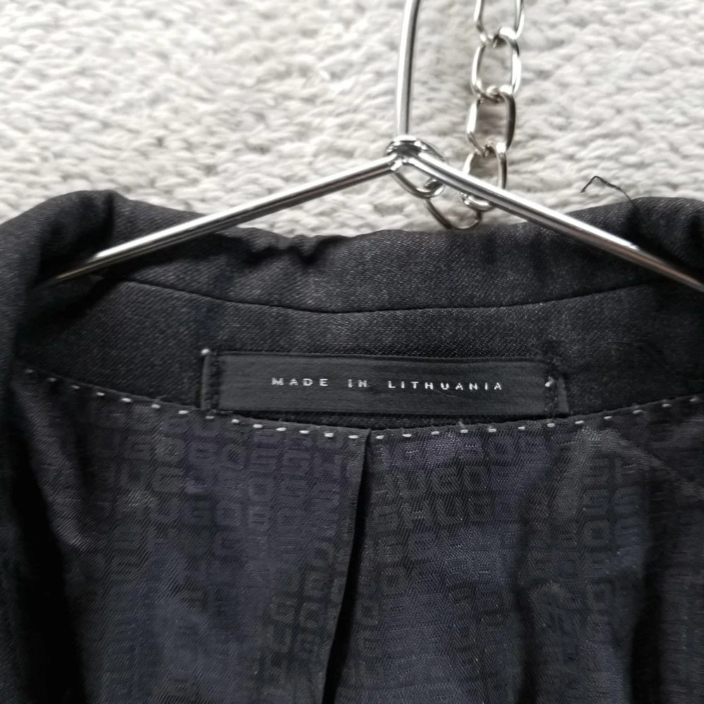 Hugo Boss Blazer Mens 42L Black Super 100‎ Wool Sport Jacket Two Button